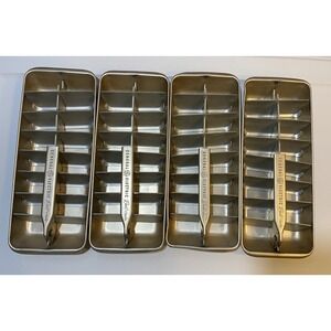 Vintage General Electric Cube Aluminum Gold 16 Piece Cube Ice Trays Lot Of 4
